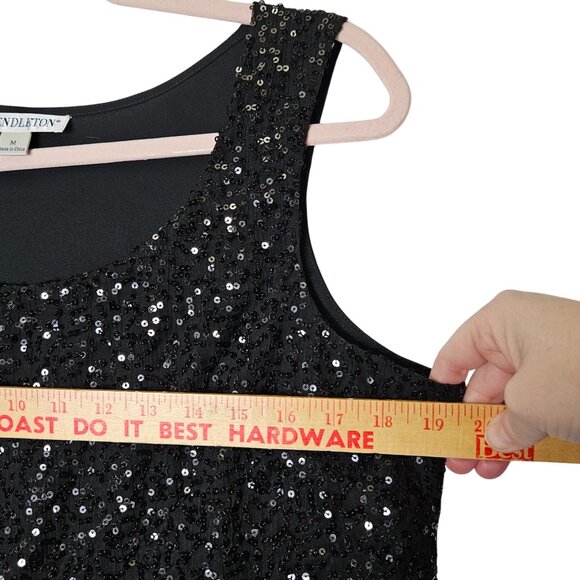 Pendleton Black Sequin Tank & Cardigan Set M Silk Blend Elegant Special Occasion - Picture 9 of 12